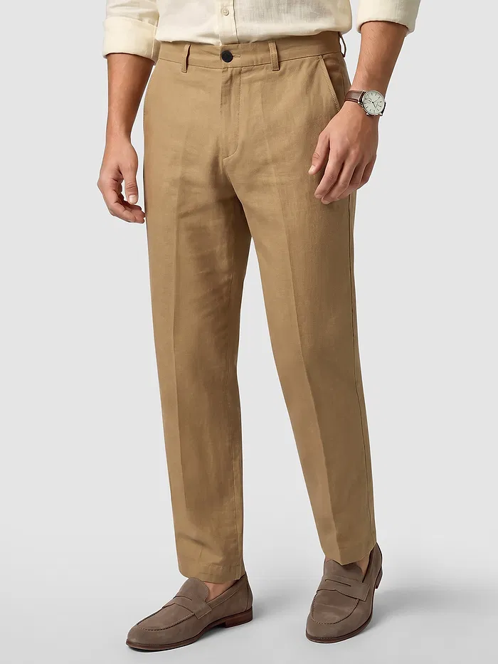 Khaki Textured Summer Pants