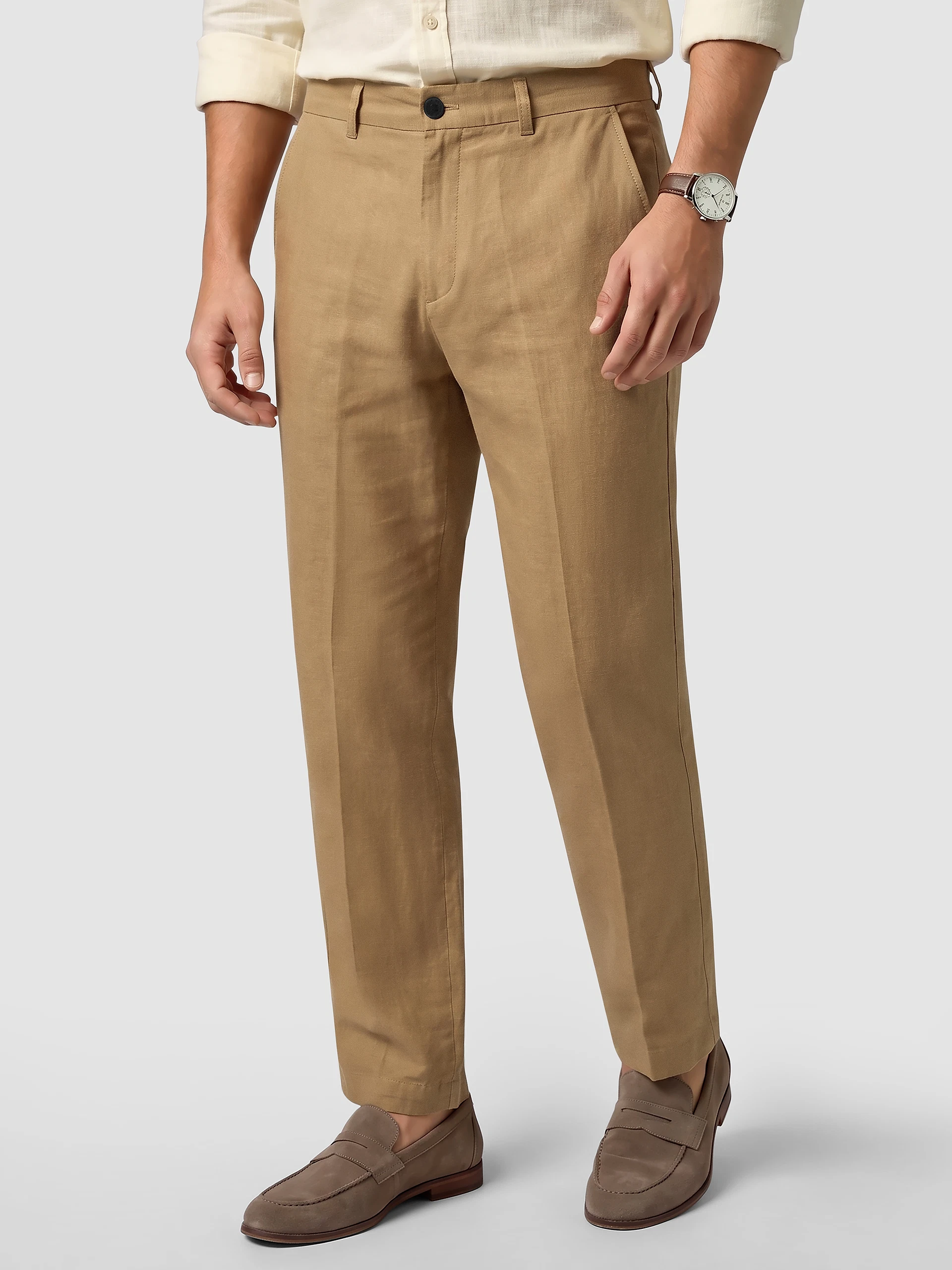 Khaki Textured Summer Pants