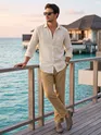 Khaki Textured Summer Pants