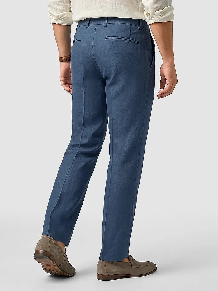 Navy Blue Textured Summer Pants