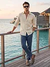 Navy Blue Textured Summer Pants
