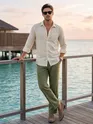 Sage Green Textured Summer Pants