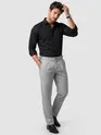 Light Grey Side-Adjuster Cotton Slub Trousers