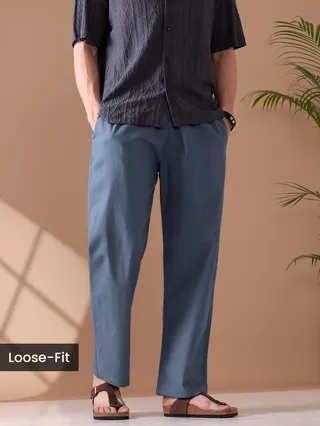 Blue mens pyjama pants - Loose-fit