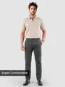 Matte Grey Regular Fit Cotton Trousers