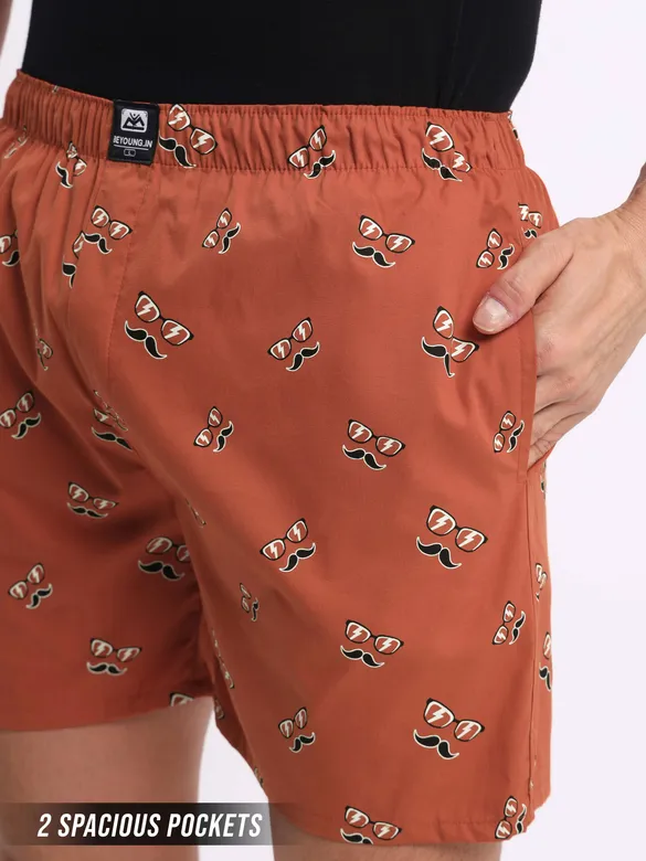 Mustache Printed Mens Boxers