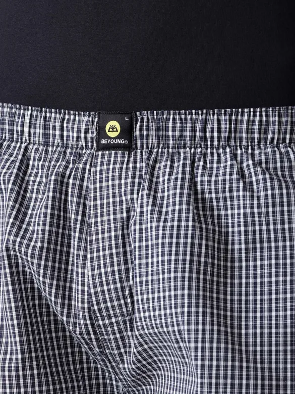 Navy Blue and White Checked Men?s Boxers
