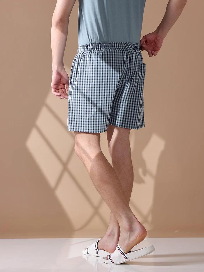 Sky Blue Checked Men?s Boxer?s