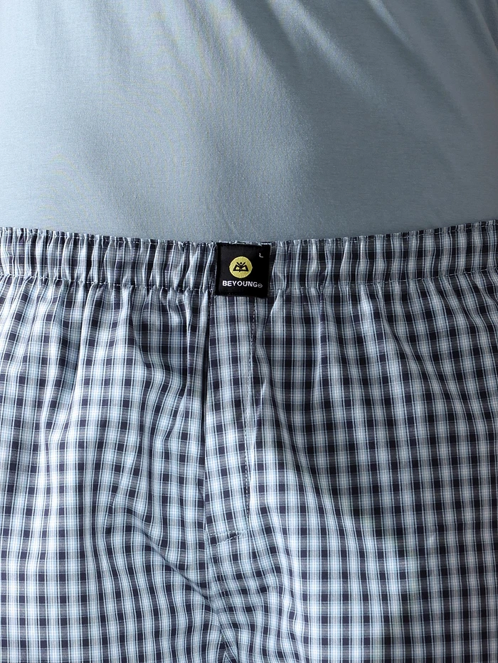 Sky Blue Checked Men?s Boxer?s