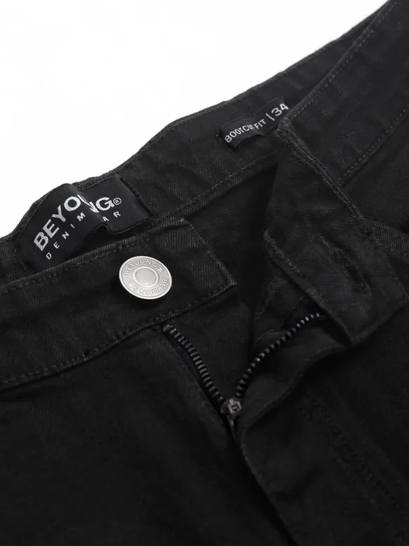 Black Cut Jeans for Men Front Zoom