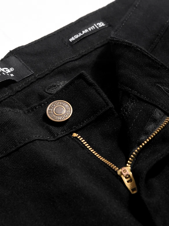 Black Regular Fit Mens Jeans