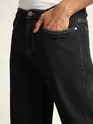 Black Contrast Stitch Regular Fit Jeans