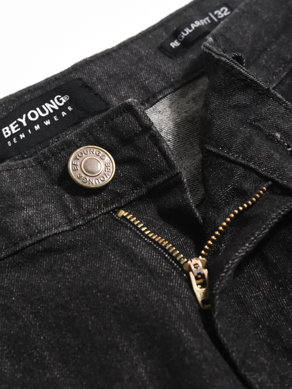 Charcoal Black Regular Fit Mens Jeans