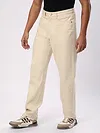 Cream Cut and Sew Baggy Fit Jeans