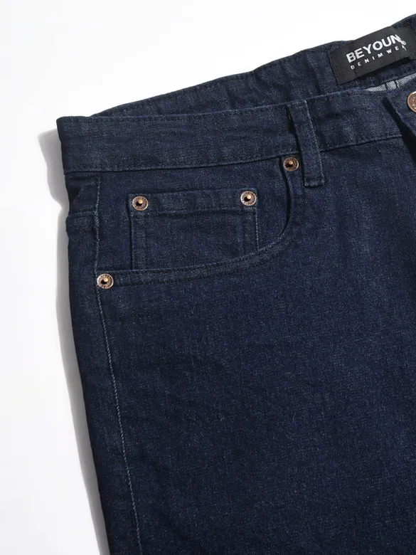 Dark Navy Blue Regular Fit Mens Jeans