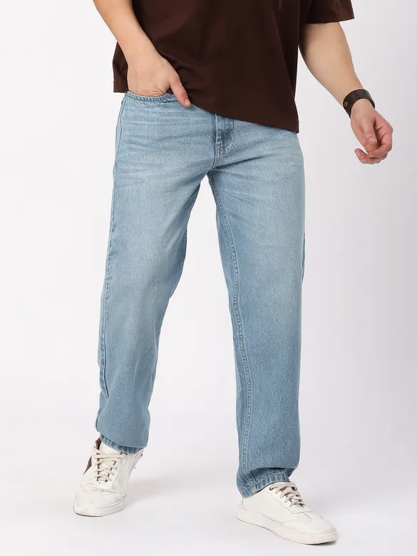 Light Blue Baggy Fit Jeans for Men