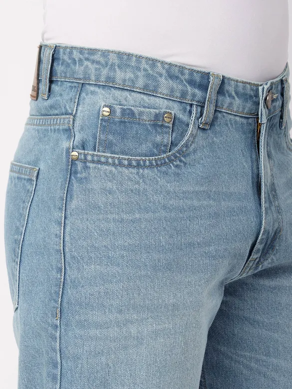 Light Blue Whisker Baggy Fit Jeans