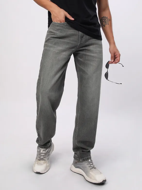 Light Grey Baggy Fit Jeans for Men