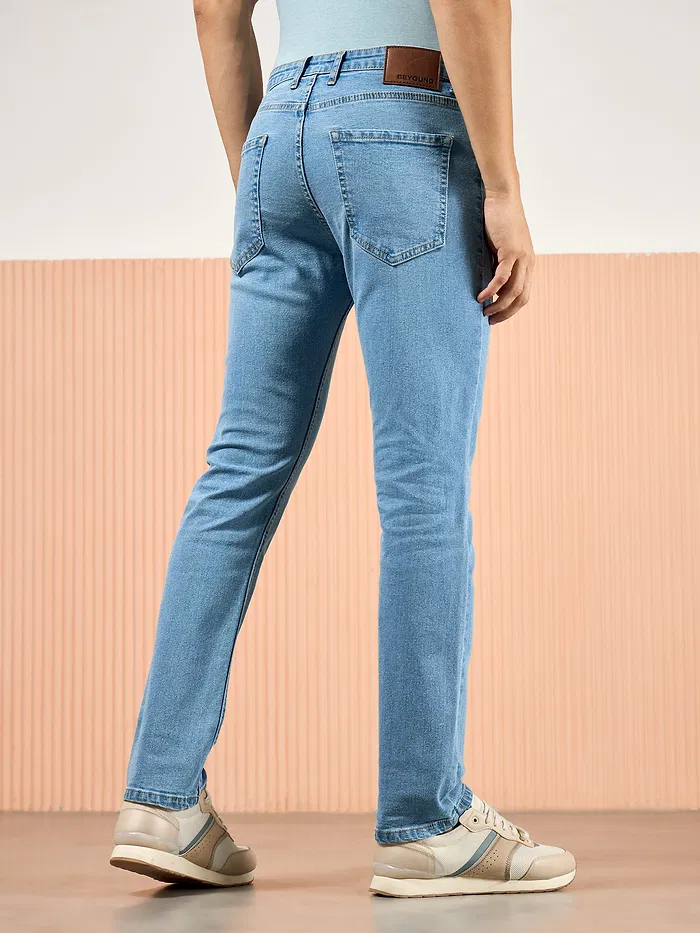 Sky Blue Regular Fit Mens Jeans