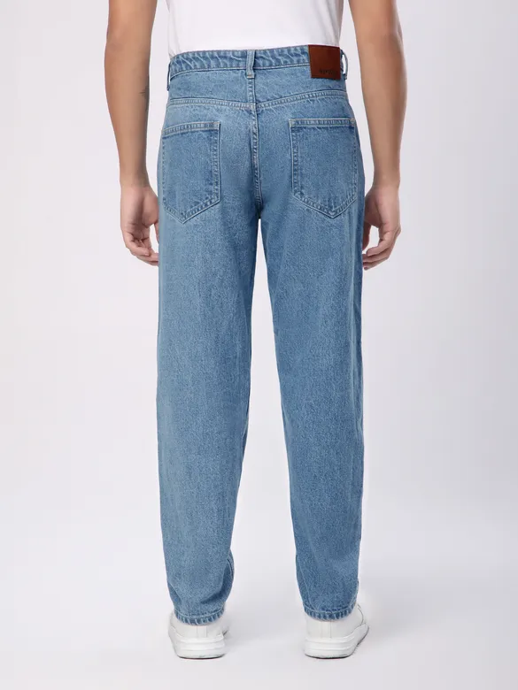 Soft Blue Cut and Sew Baggy Fit Jeans