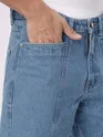 Soft Blue Cut and Sew Baggy Fit Jeans