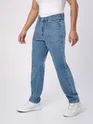 Soft Blue Cut and Sew Baggy Fit Jeans