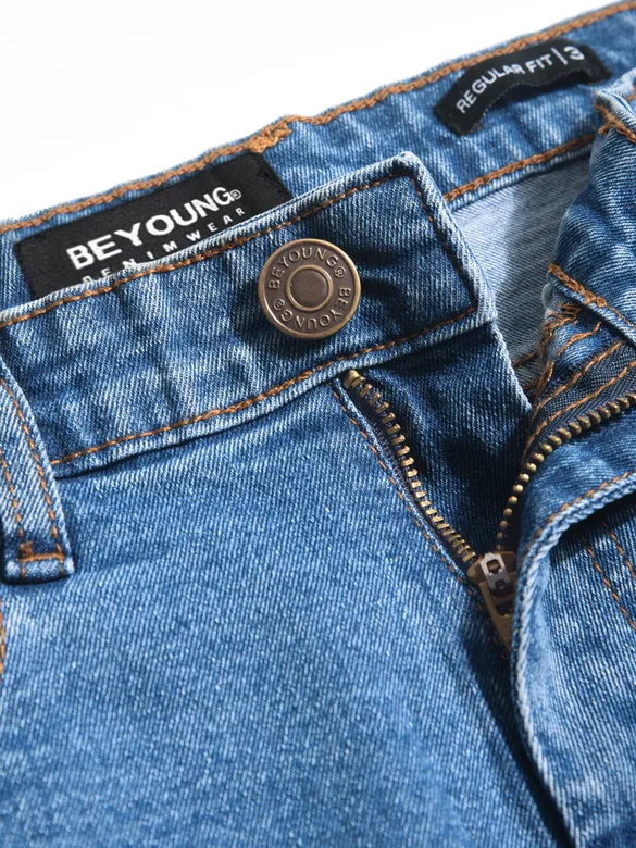 Soft Blue Regular Fit Mens Jeans