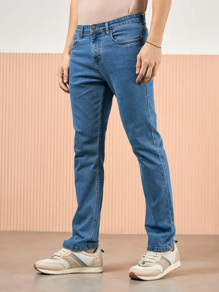 Blue Regular Fit Jeans for Men Side View