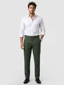 Military Green Side-Adjuster Cotton Slub Trousers