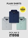 Pick Any 3 - Plain Cotton Solid Shirts Combos