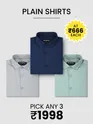 Pick Any 2 - Plain Cotton Solid Shirts Combos