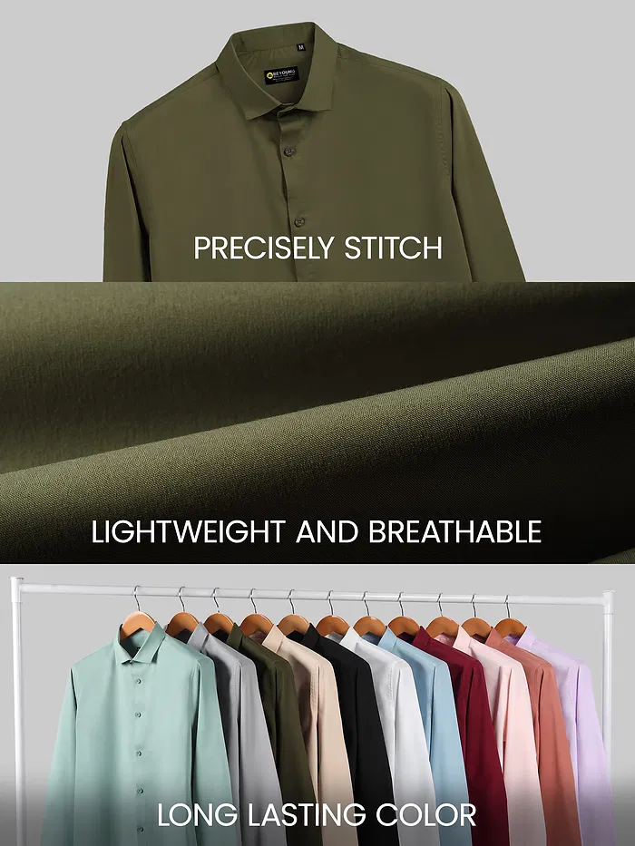 Army Green - Plain Cotton Shirts