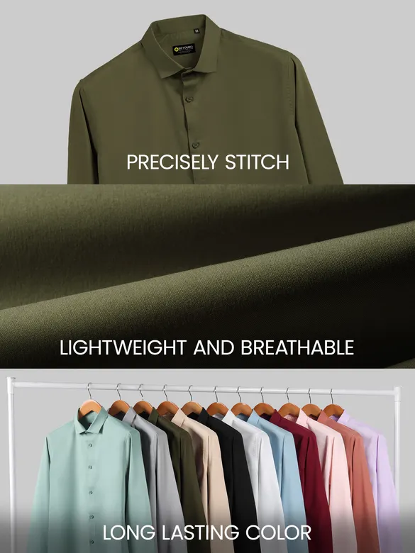 Army Green - Plain Cotton Shirts