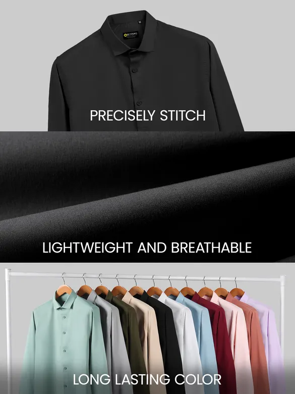 Black - Plain Cotton Shirts