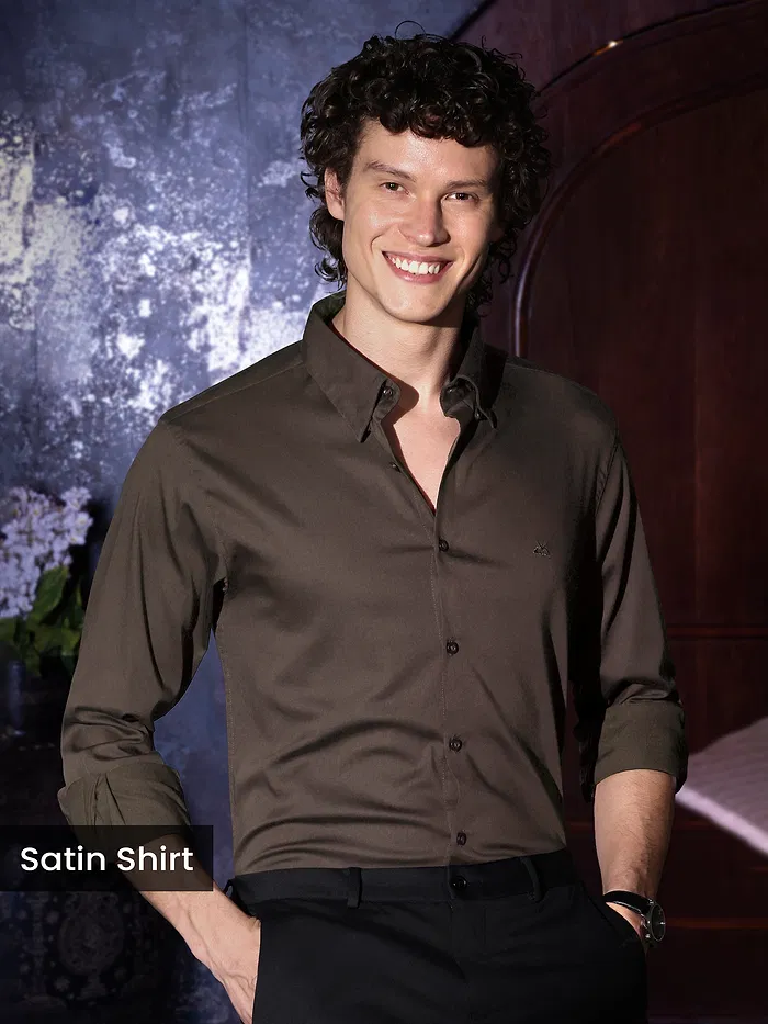 Brown Satin Shirt