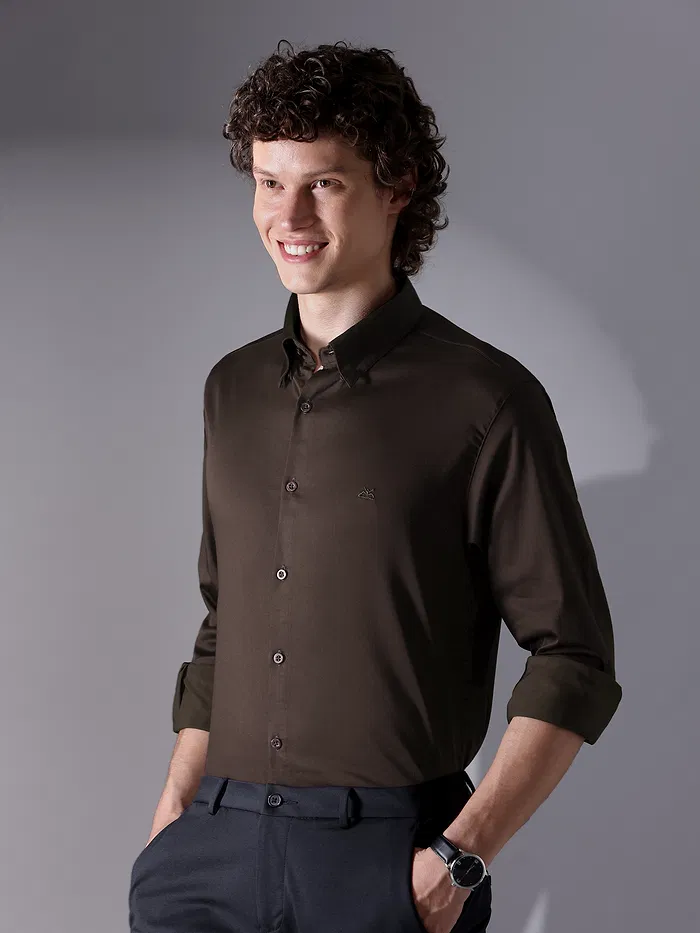 Brown Satin Shirt