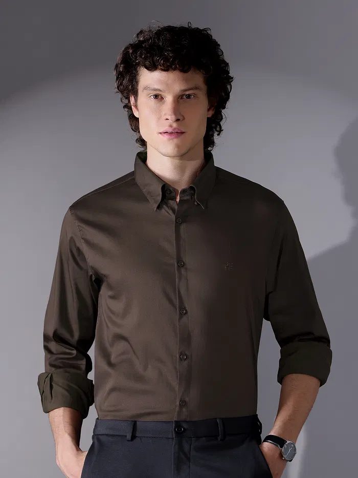 Brown Satin Shirt