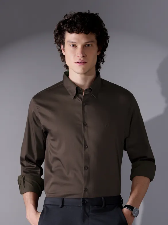 Brown Satin Shirt
