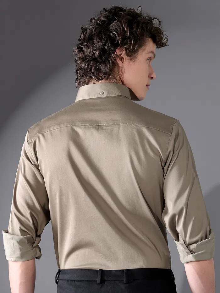 Clay Beige Satin Shirt
