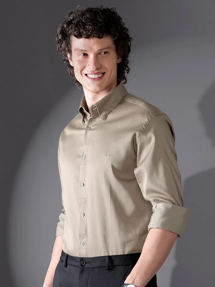 Clay Beige Satin Shirt