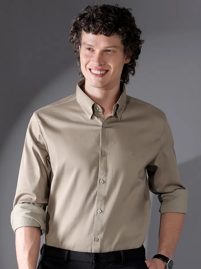 Clay Beige Satin Shirt