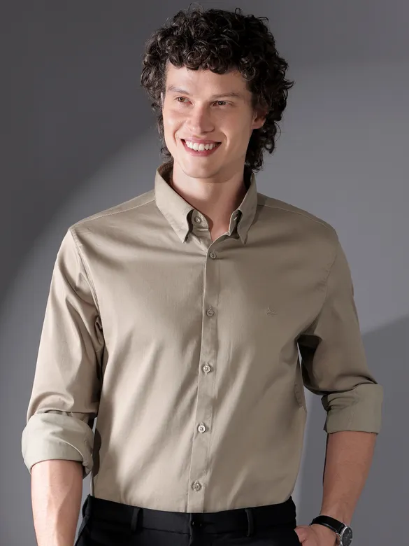 Clay Beige Satin Shirt