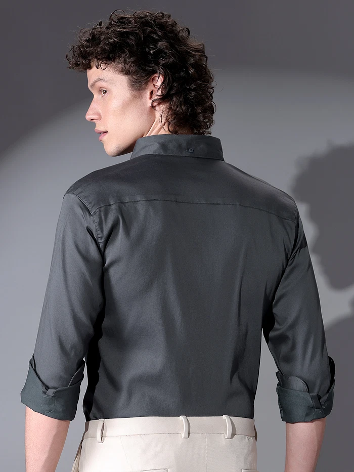 Dark Grey Satin Shirt