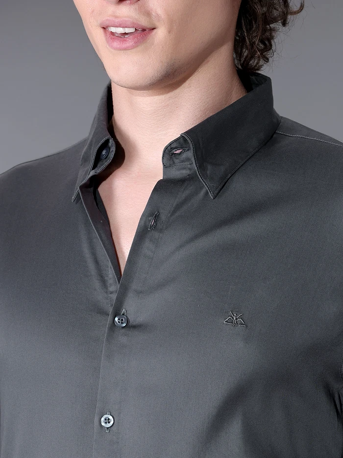 Buy Dark Grey Satin Shirts