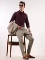 Dark Maroon- Cotton Solid Shirts For Men