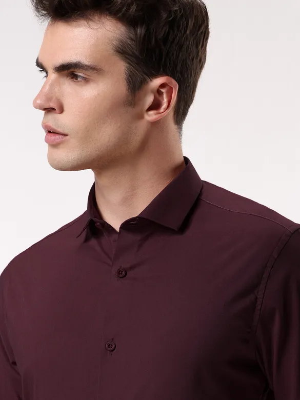 Dark Maroon- Cotton Solid Shirts For Men