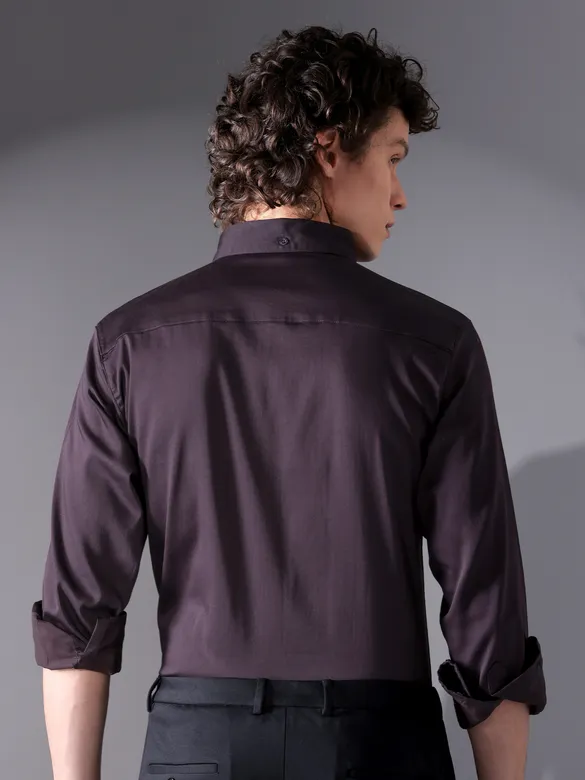 Dark Wine Satin Shirt - Beyoung