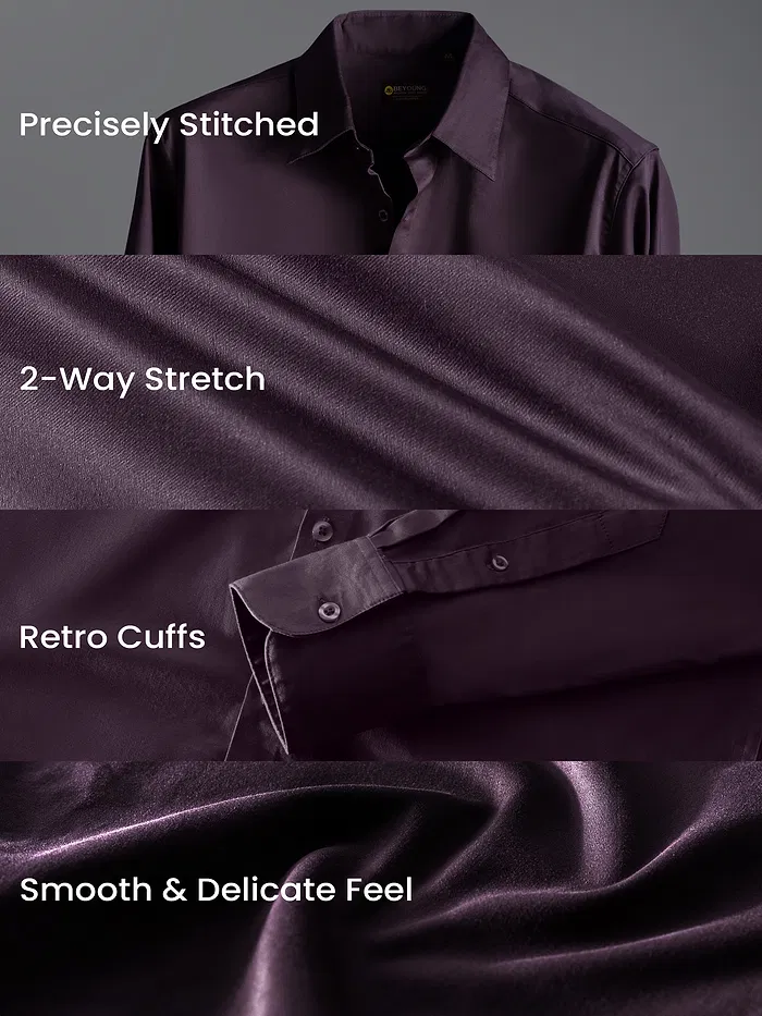 Dark Wine Satin Shirt - Beyoung