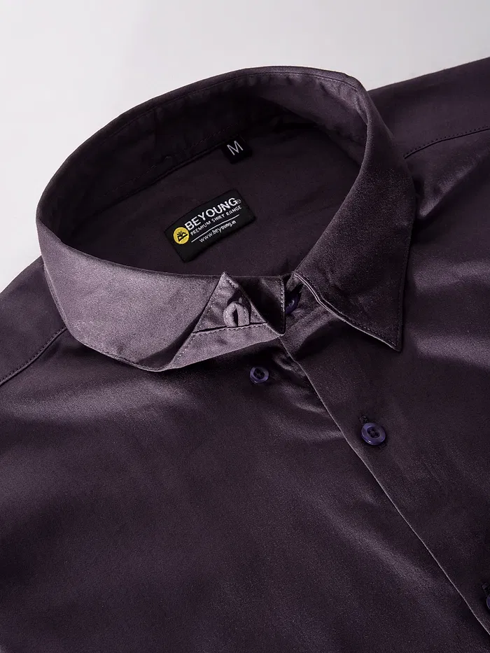 Dark Wine Satin Shirt - Beyoung