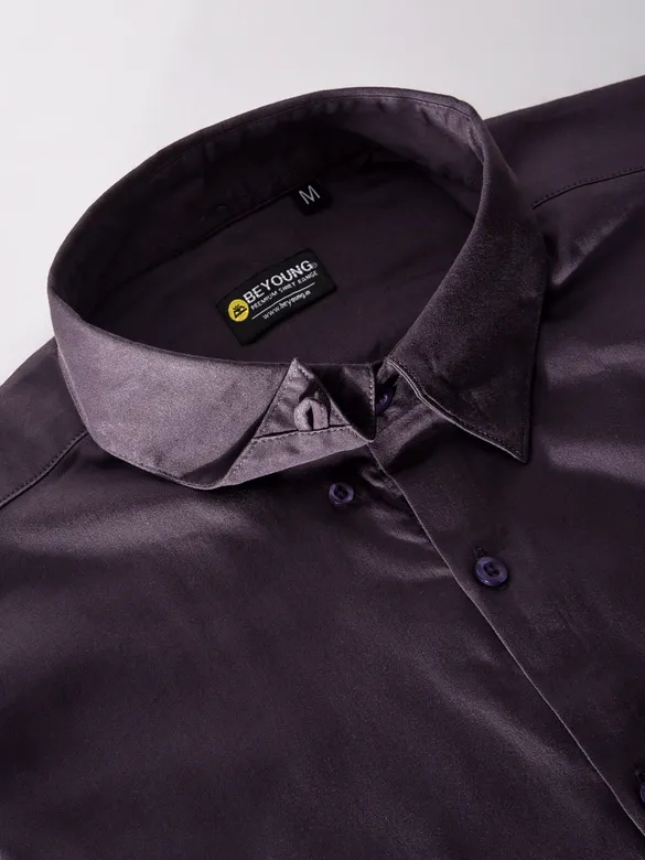 Dark Wine Satin Shirt - Beyoung